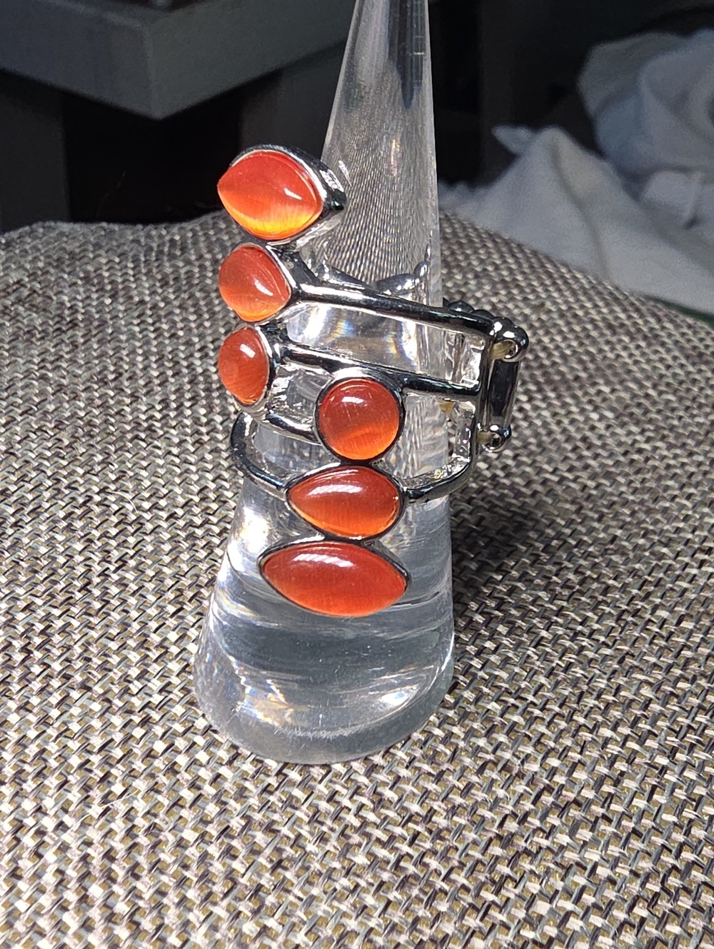Wraparound Radiance - Orange & Silver Ring